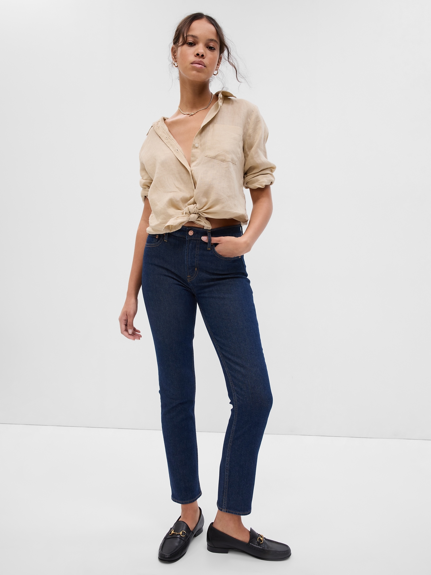 Gap Mid Rise Vintage Slim Jeans With Washwell In Dark Indigo