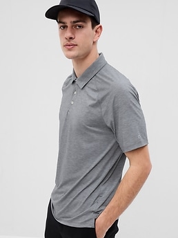 Gap Fit Recycled Active Polo Shirt In Grey