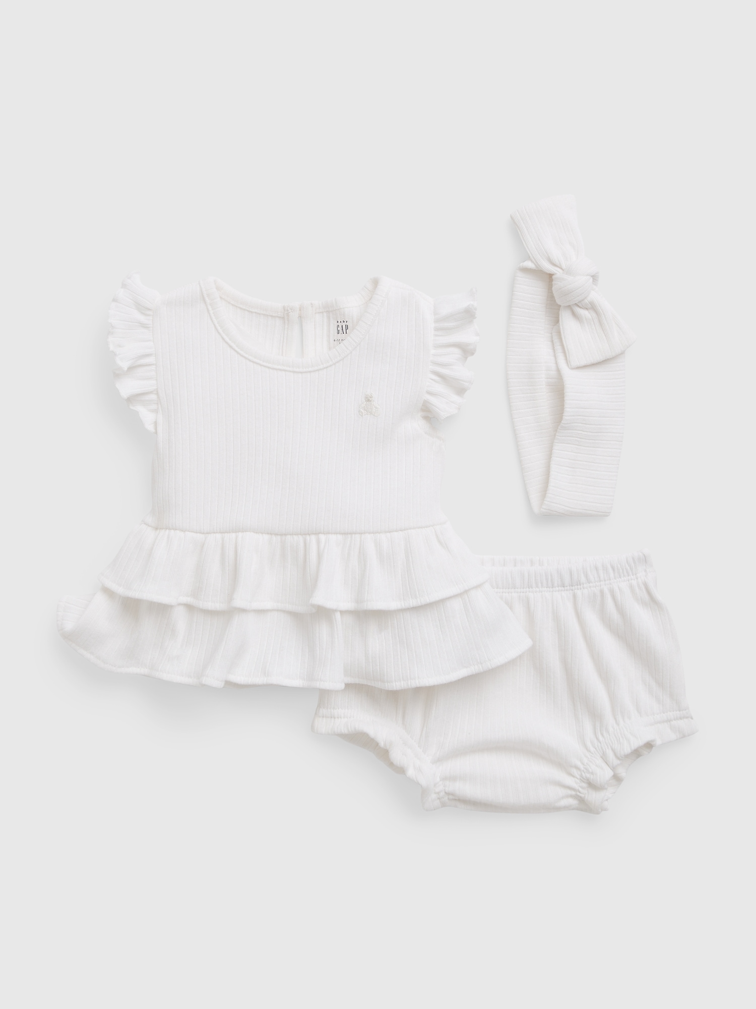 Gap Baby Ruffled Rib Outfit Set white. 1
