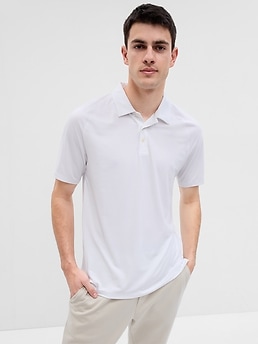 Gap Fit Recycled Active Polo Shirt In Bright White