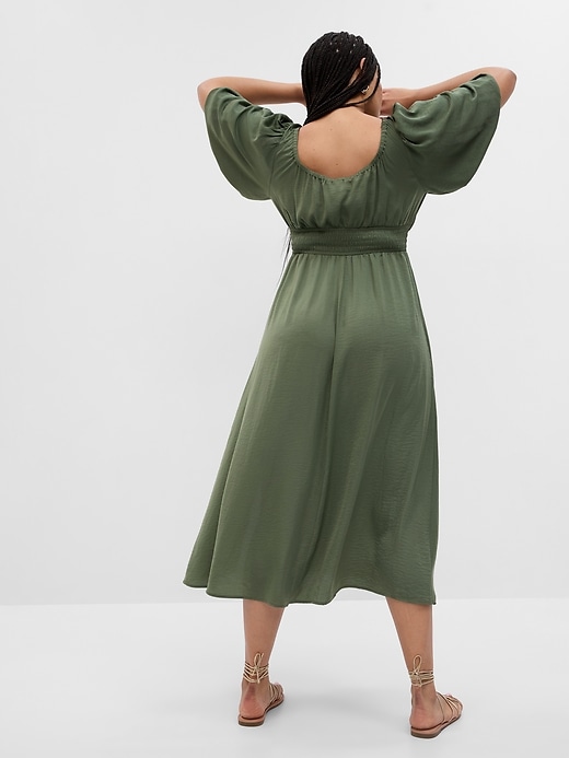 Image number 5 showing, Puff Sleeve Smocked Midi Dress