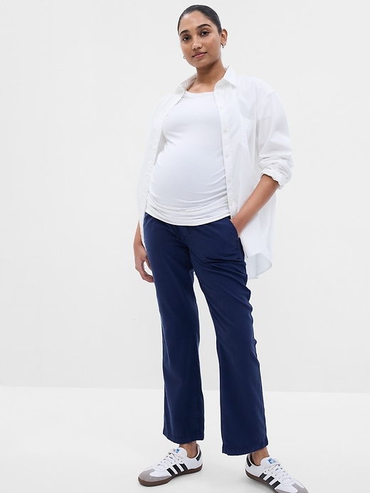 Image number 6 showing, Maternity Full Panel Twill Pants