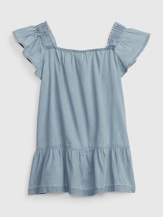Image number 2 showing, Toddler Denim Tiered Dress with Washwell