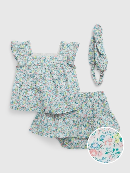 Image number 1 showing, Baby Floral Three-Piece Outfit Set