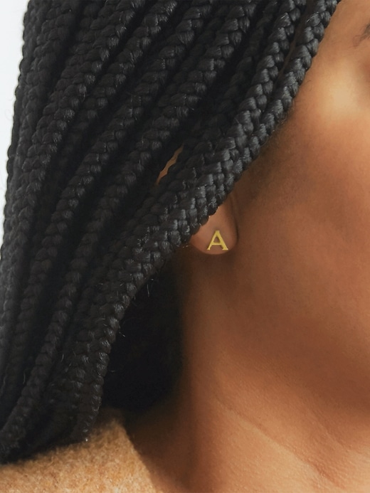 Image number 4 showing, Gold Initial Earrings