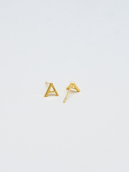 Image number 2 showing, Gold Initial Earrings