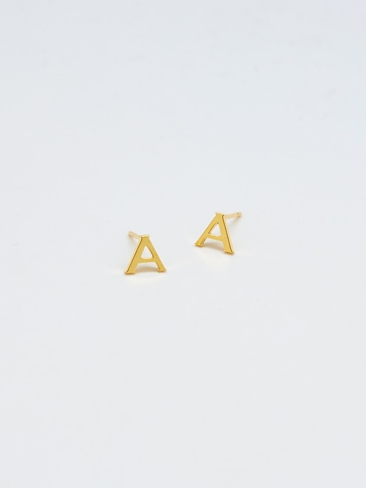 Image number 1 showing, Gold Initial Earrings