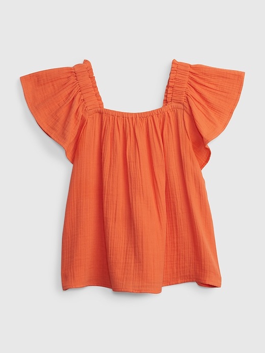 View large product image 1 of 1. Kids Crinkle Gauze Flutter Sleeve Top