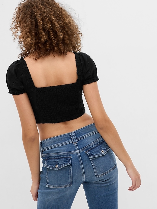 View large product image 2 of 2. Organic Cotton Puff Sleeve Crop Top