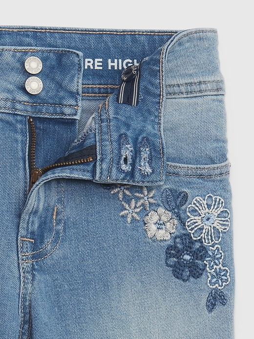 Image number 3 showing, Kids High Rise Embroidered Flare Jeans with Washwell