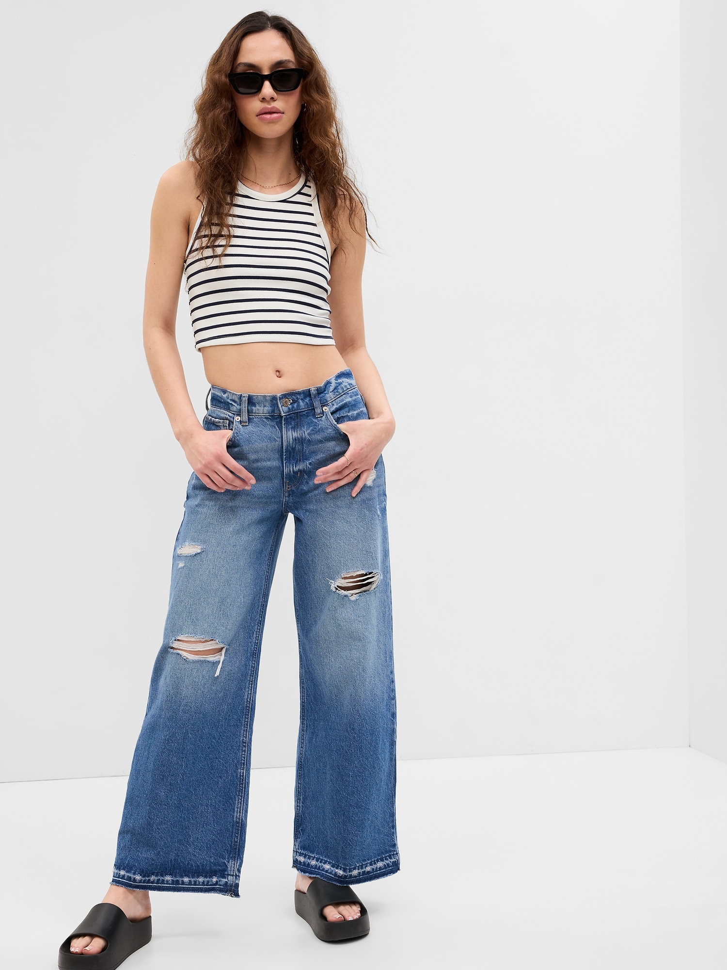 Gap - PROJECT GAP Low Rise Patchwork Baggy Jeans with Washwell blue