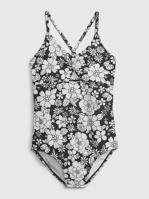 Image number 1 showing, Kids Recycled Cutout Swim One-Piece