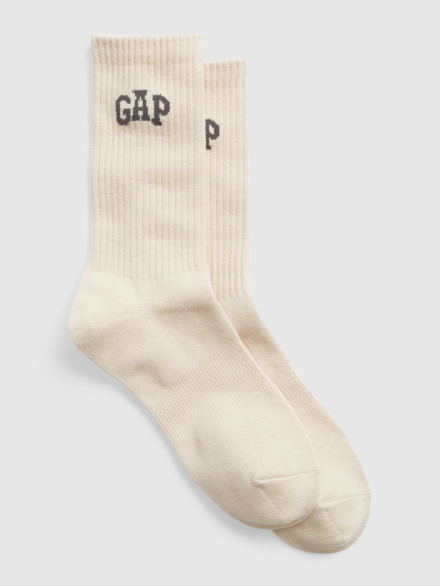 Gap Logo Quarter Crew Socks beige. 1