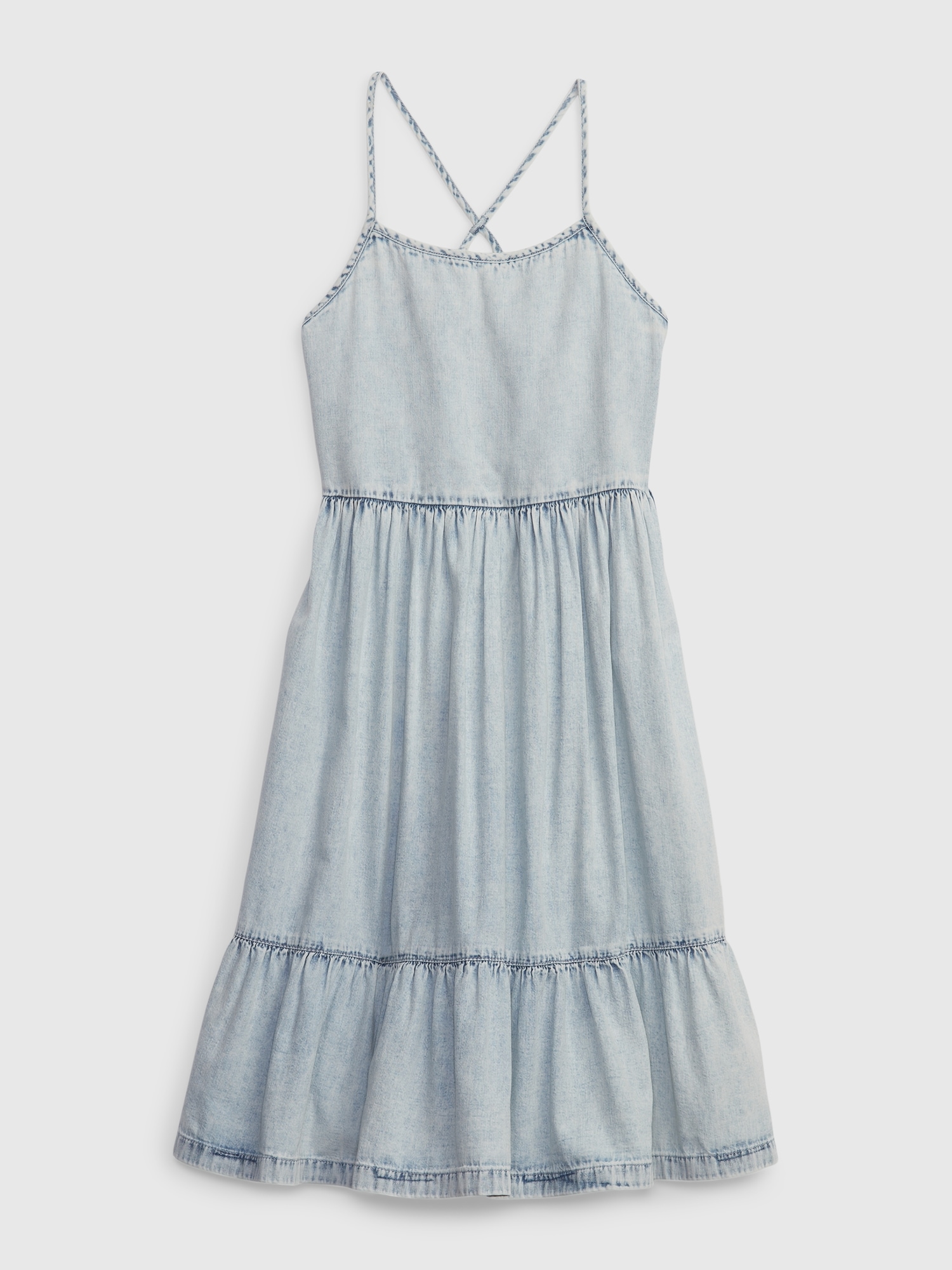 Gap Kids Denim Tiered Dress with Washwell blue - 601113002