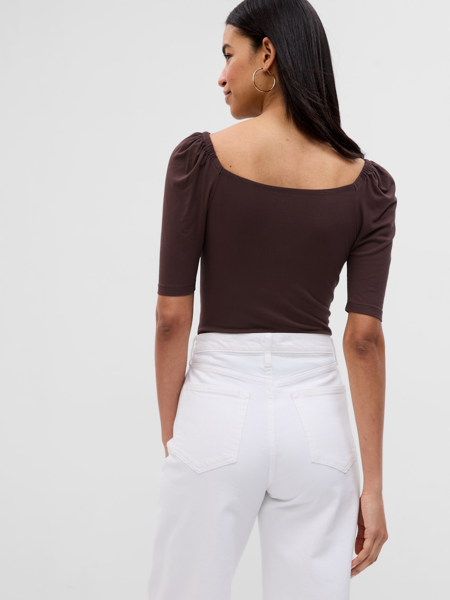 Puff Sleeve Ruched T Shirt Gap