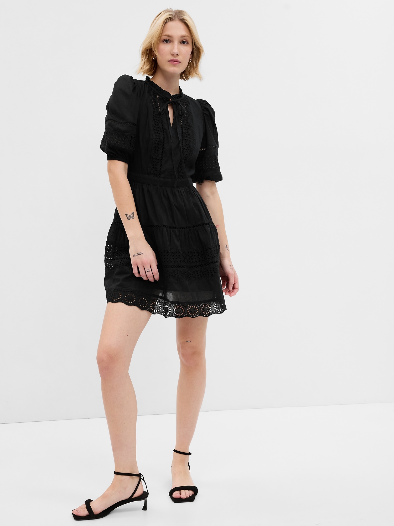 Puff Sleeve Lace Mini Dress | Gap