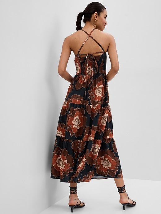 Image number 2 showing, Linen-Blend Tie-Back Tiered Maxi Dress
