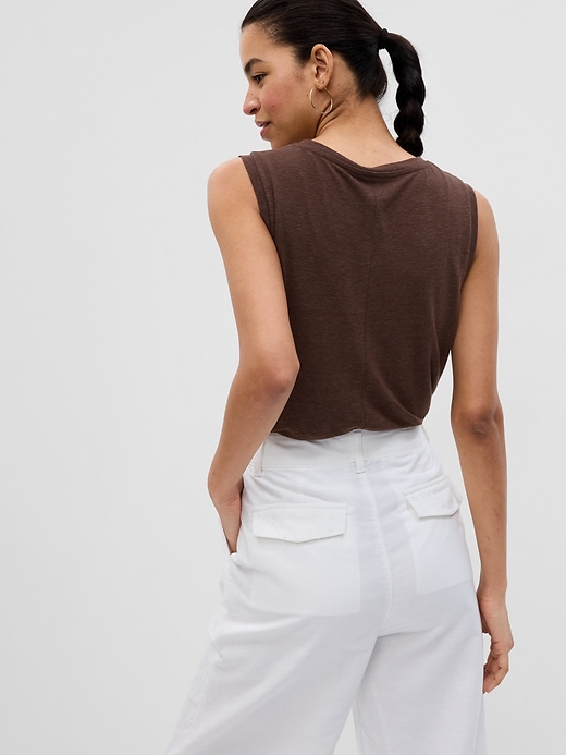 Image number 2 showing, Linen-Blend Shell Tank Top