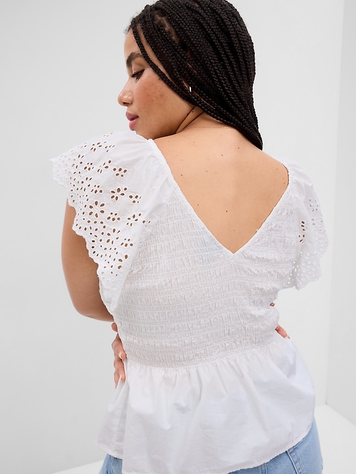 Image number 5 showing, Ruffle Sleeve Smocked Peplum Top