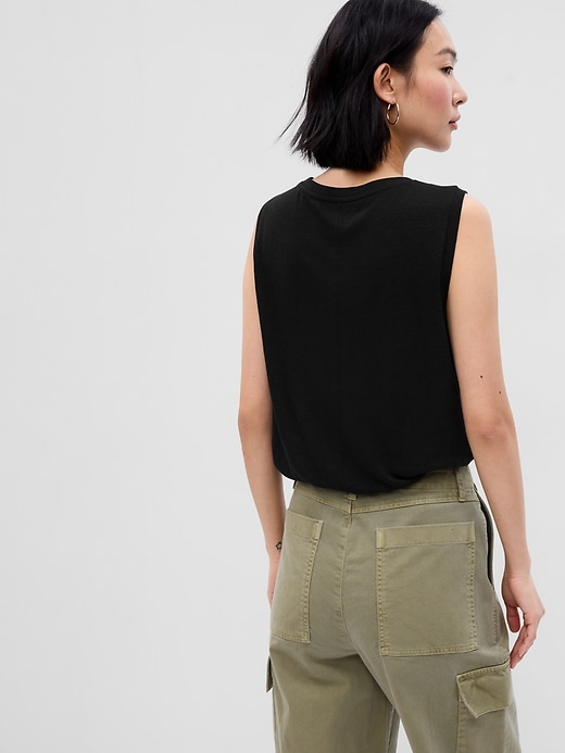 Image number 2 showing, Linen-Blend Shell Tank Top