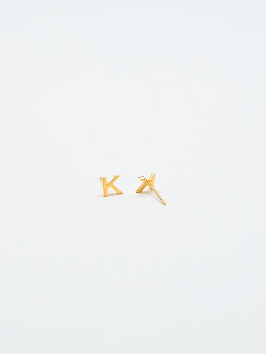 Image number 2 showing, Gold Initial Earrings