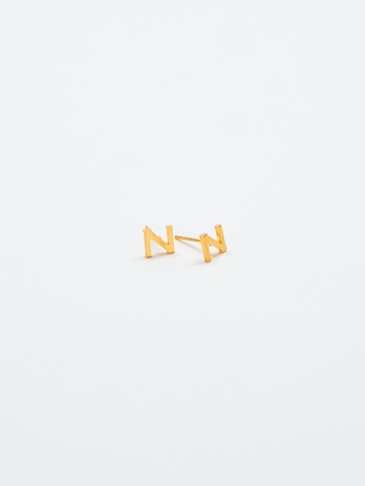 Image number 1 showing, Gold Initial Earrings