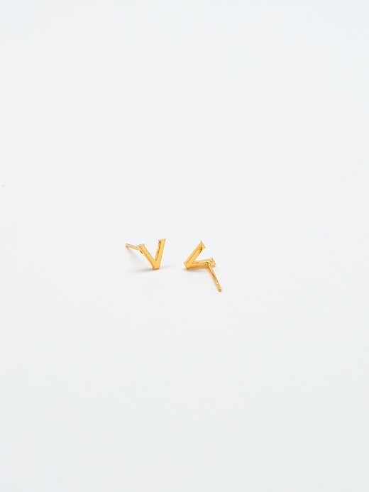 Image number 3 showing, Gold Initial Earrings