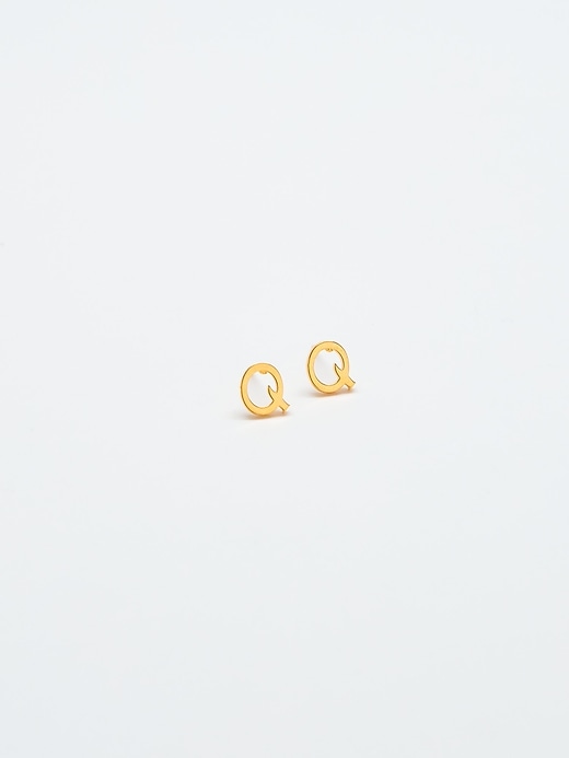 Image number 1 showing, Gold Initial Earrings