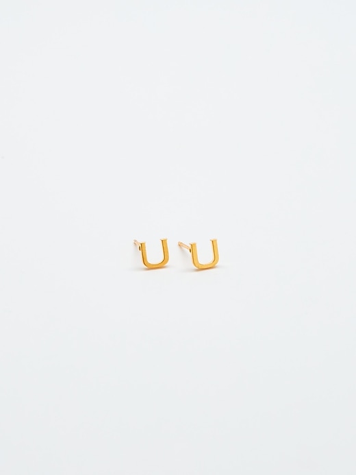Image number 4 showing, Gold Initial Earrings