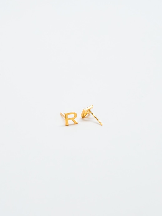 Image number 2 showing, Gold Initial Earrings