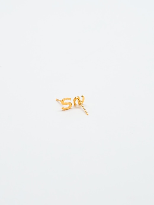 Image number 2 showing, Gold Initial Earrings