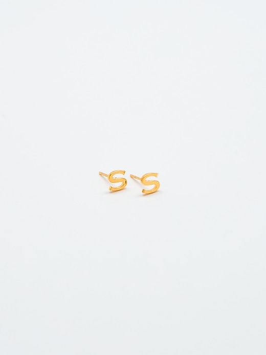 Image number 6 showing, Gold Initial Earrings