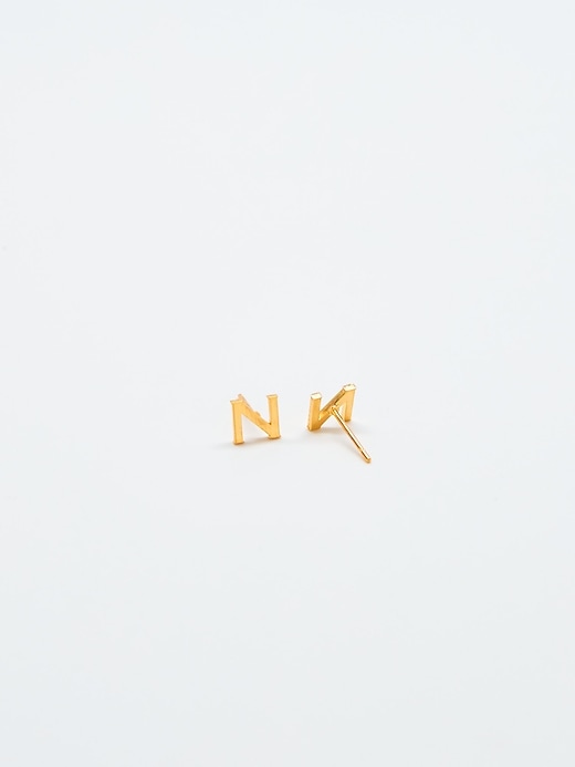 Image number 2 showing, Gold Initial Earrings