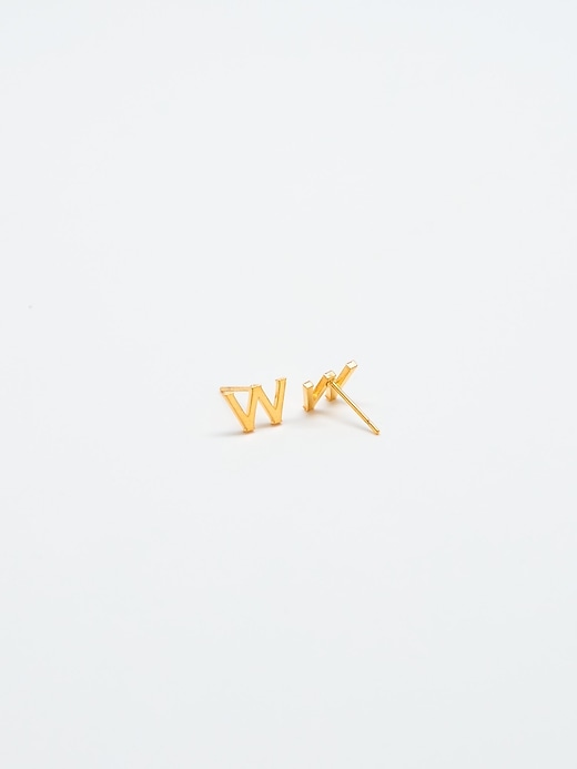 Image number 2 showing, Gold Initial Earrings