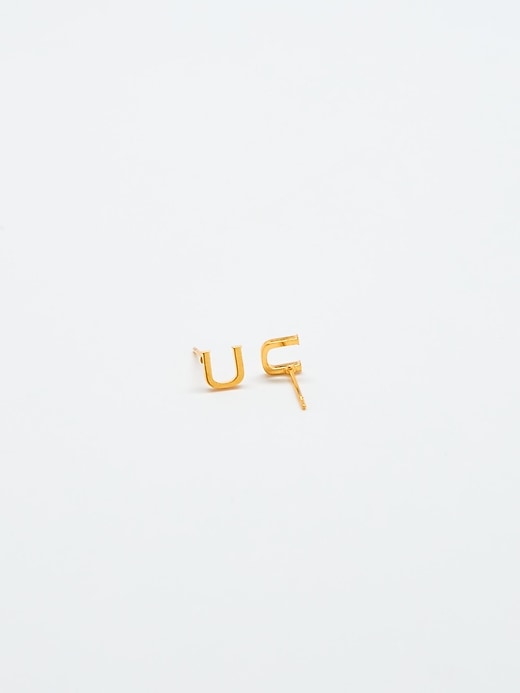 Image number 2 showing, Gold Initial Earrings