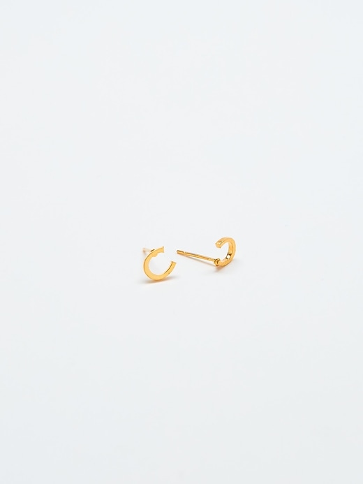 Image number 2 showing, Gold Initial Earrings