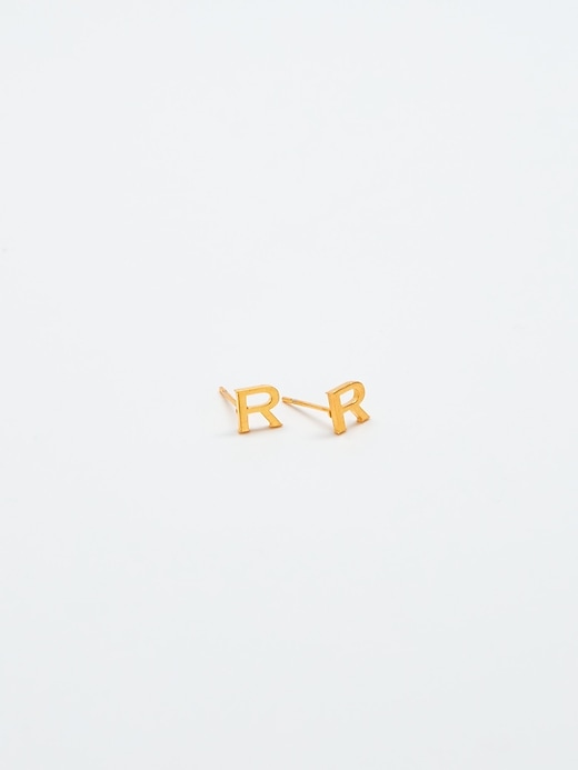 Image number 10 showing, Gold Initial Earrings