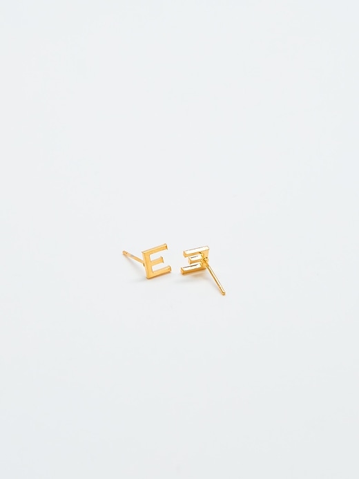 Image number 2 showing, Gold Initial Earrings