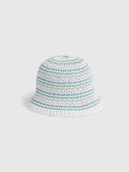 stripe-detail bucket hat White, GmarShops