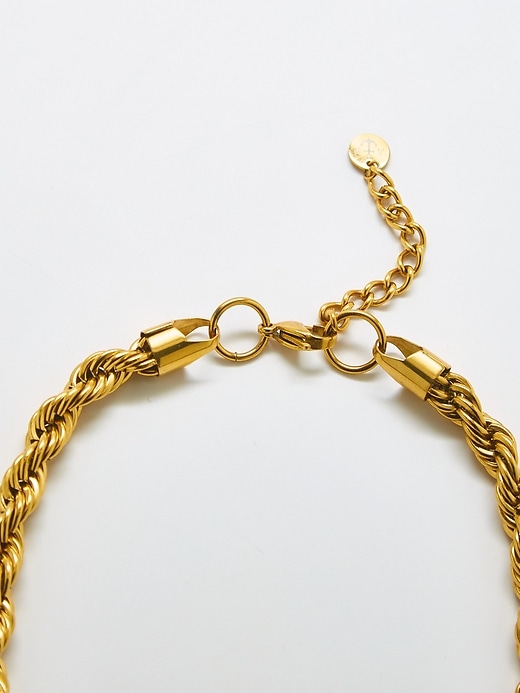 Image number 3 showing, Gold Thick Rope Chain Bracelet