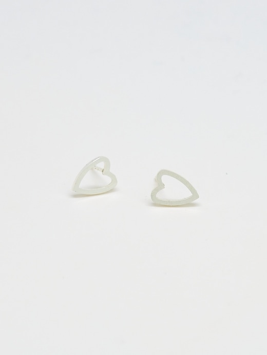 Image number 1 showing, Silver Heart Outline Stud Earrings