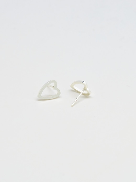 Image number 3 showing, Silver Heart Outline Stud Earrings