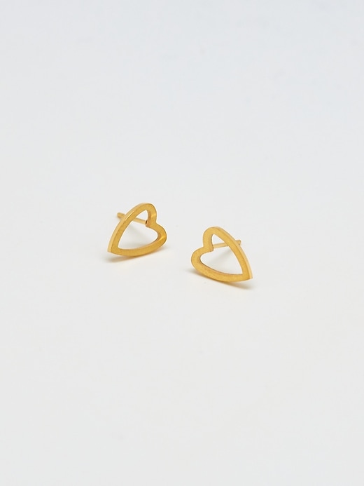 Image number 1 showing, Gold Heart Outline Stud Earrings