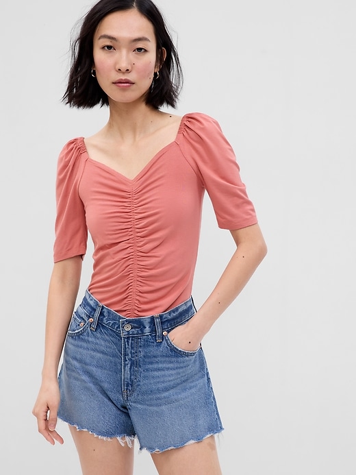 Image number 1 showing, Puff Sleeve Ruched T-Shirt