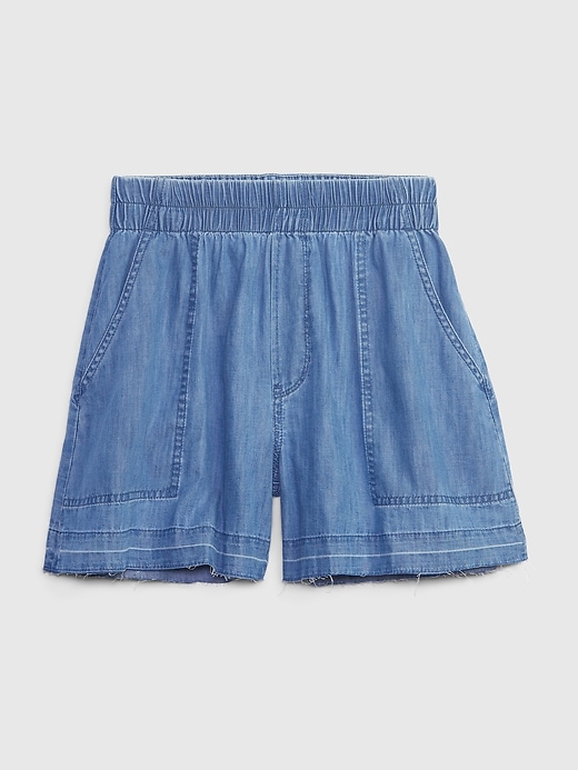 Image number 4 showing, 100% Organic Cotton High Rise Denim Pull-On Shorts with Washwell