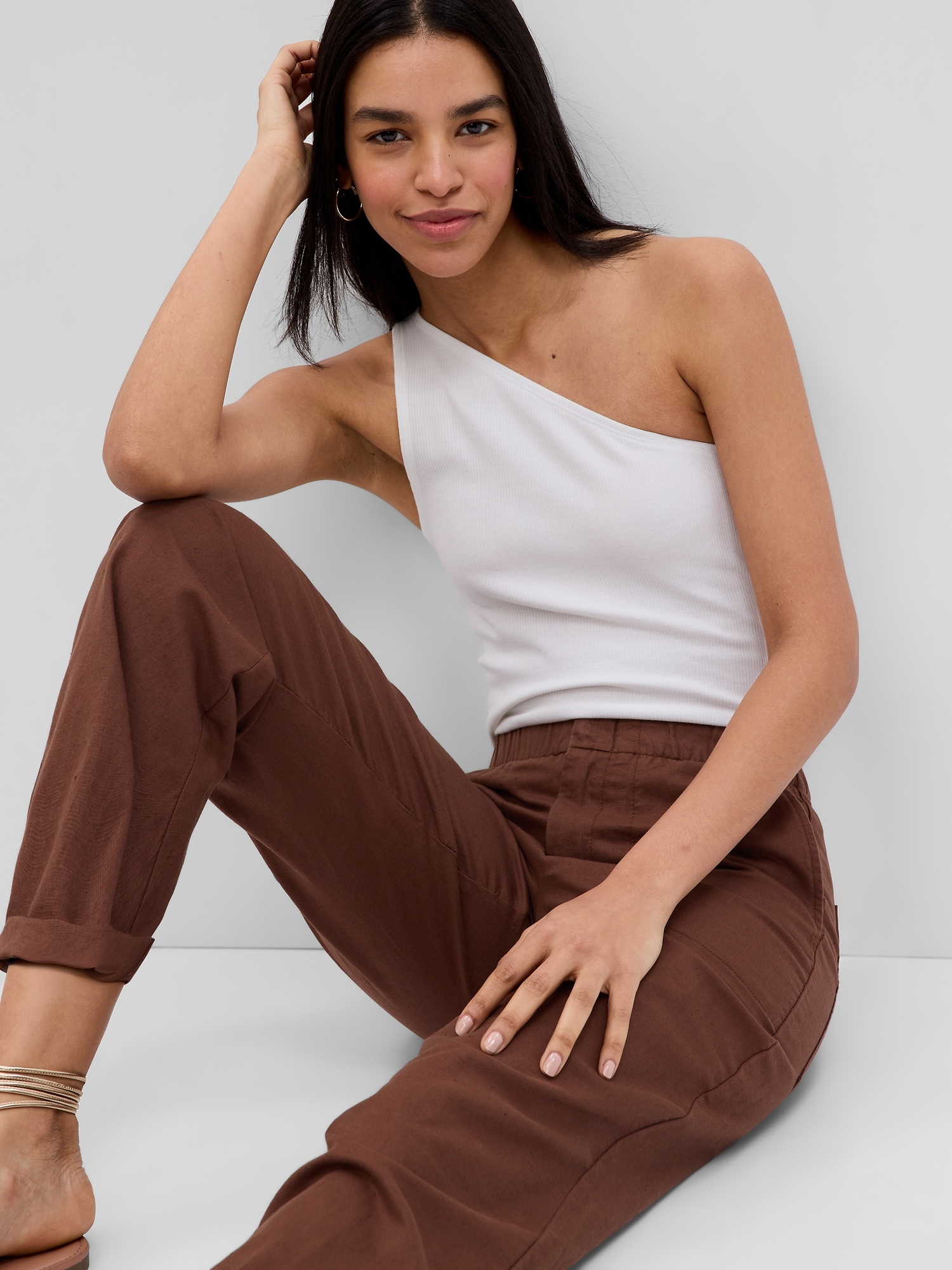 Linen Cotton Pull On Pants Gap