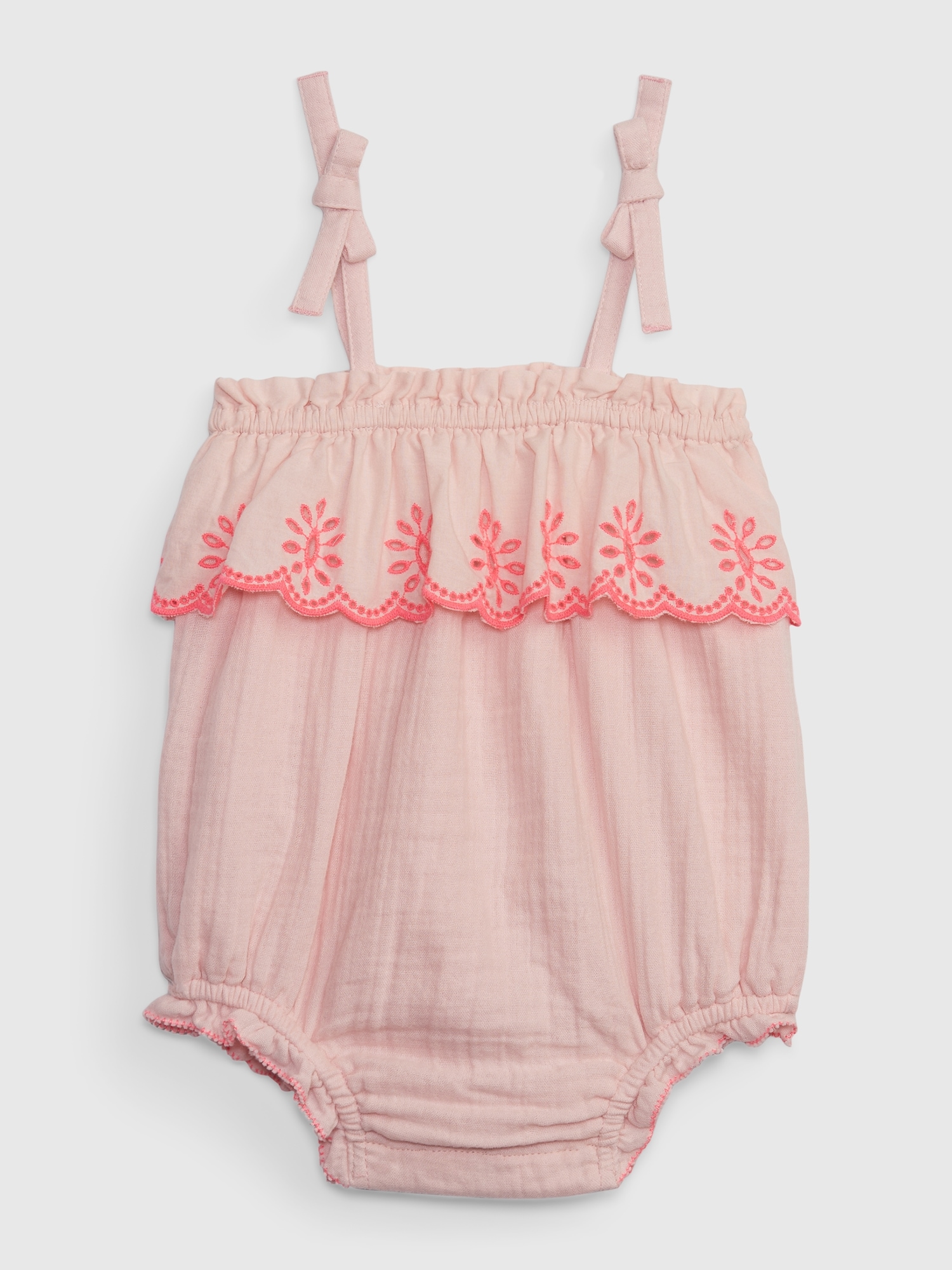 Gap Baby Crinkle Gauze Eyelet Shorty One-Piece pink. 1