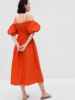 Off-Shoulder Puff Sleeve Maxi Dress | Gap