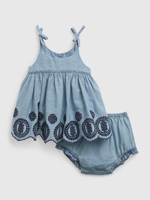 Image number 1 showing, Baby Eyelet Denim Outfit Set