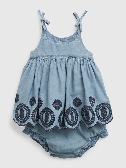 Image number 3 showing, Baby Eyelet Denim Outfit Set